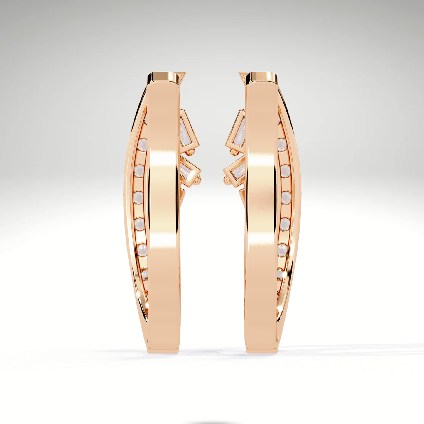 Two Tone Diamond Orbit Hoop Earrings | Luxe Earrings in 9K-14K-18K Gold