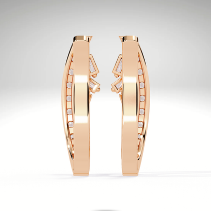 Two Tone Diamond Orbit Hoop Earrings | Luxe Earrings in 9K-14K-18K Gold