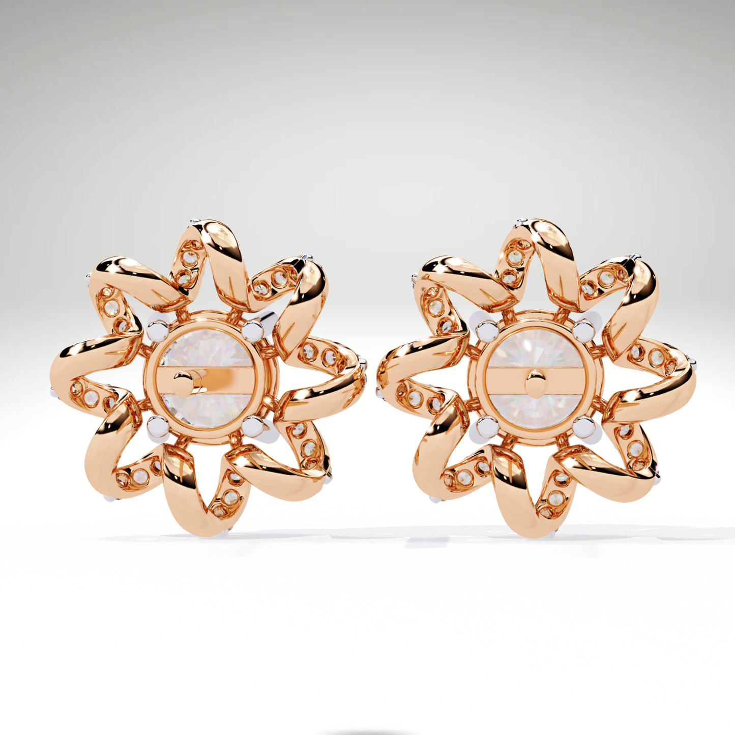 Starburst Floral Diamond Earrings in 9K-14K-18K Solid Gold | Stellar Bloom Bridal Gift for Her