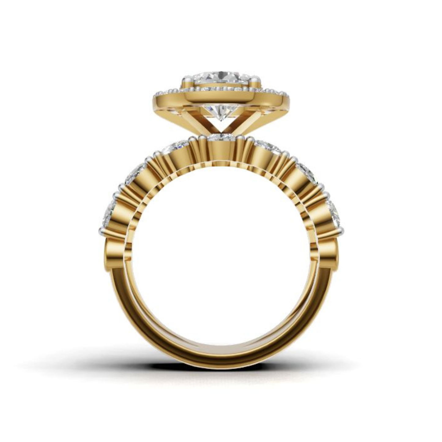 14K/18K Yellow Gold Lab Diamond Halo Ring | Luxury Engagement Ring | Wedding Gift for Her