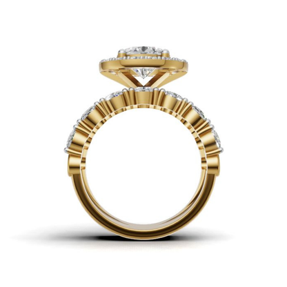 14K/18K Yellow Gold Lab Diamond Halo Ring | Luxury Engagement Ring | Wedding Gift for Her