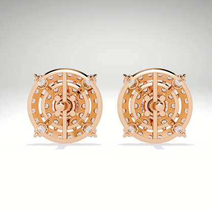 9K-14K-18K Gold Double Halo Stud Earrings | Modern Lab Grown Diamond Earrings for Women