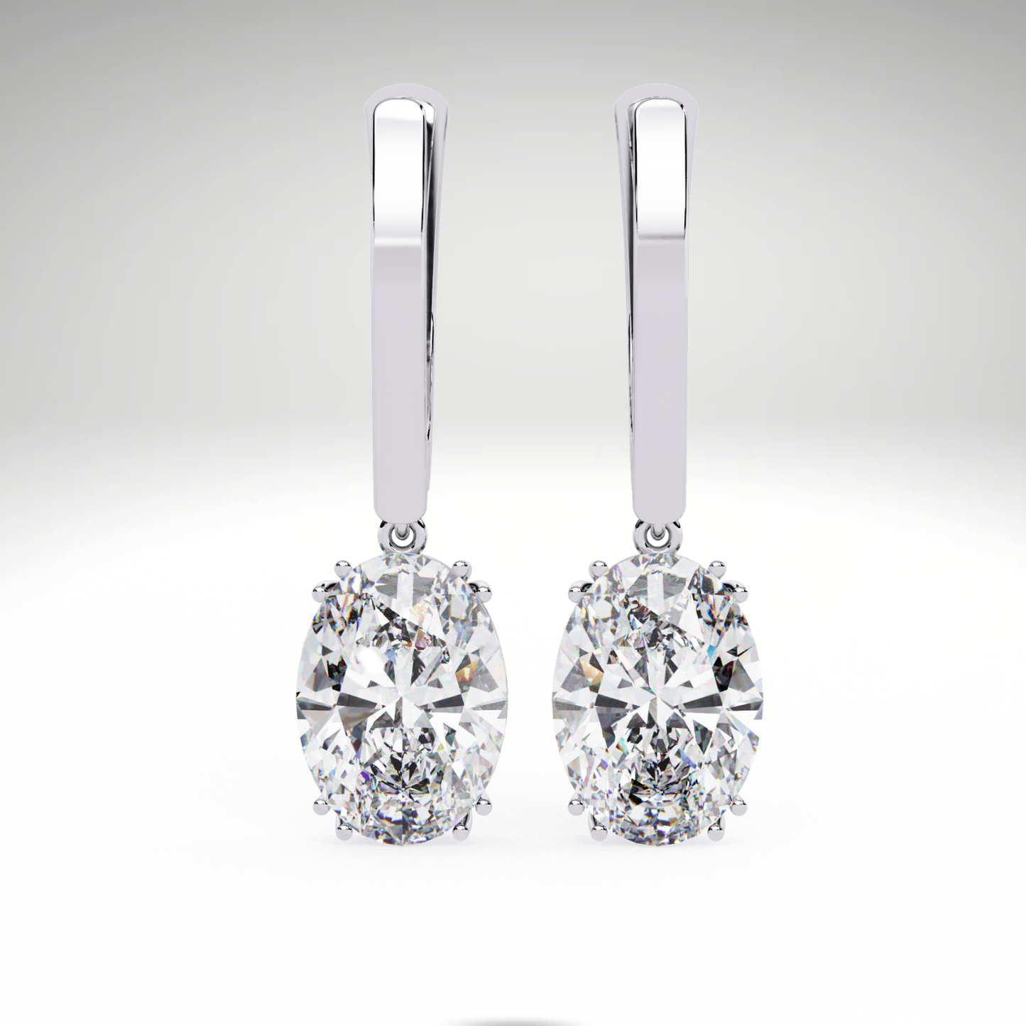 Oval Solitaire Drop Dangle Solid Gold Earrings | Luxury Gift for Women
