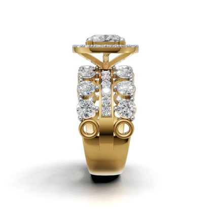 14K/18K Yellow Gold Lab Diamond Halo Ring | Luxury Engagement Ring | Wedding Gift for Her