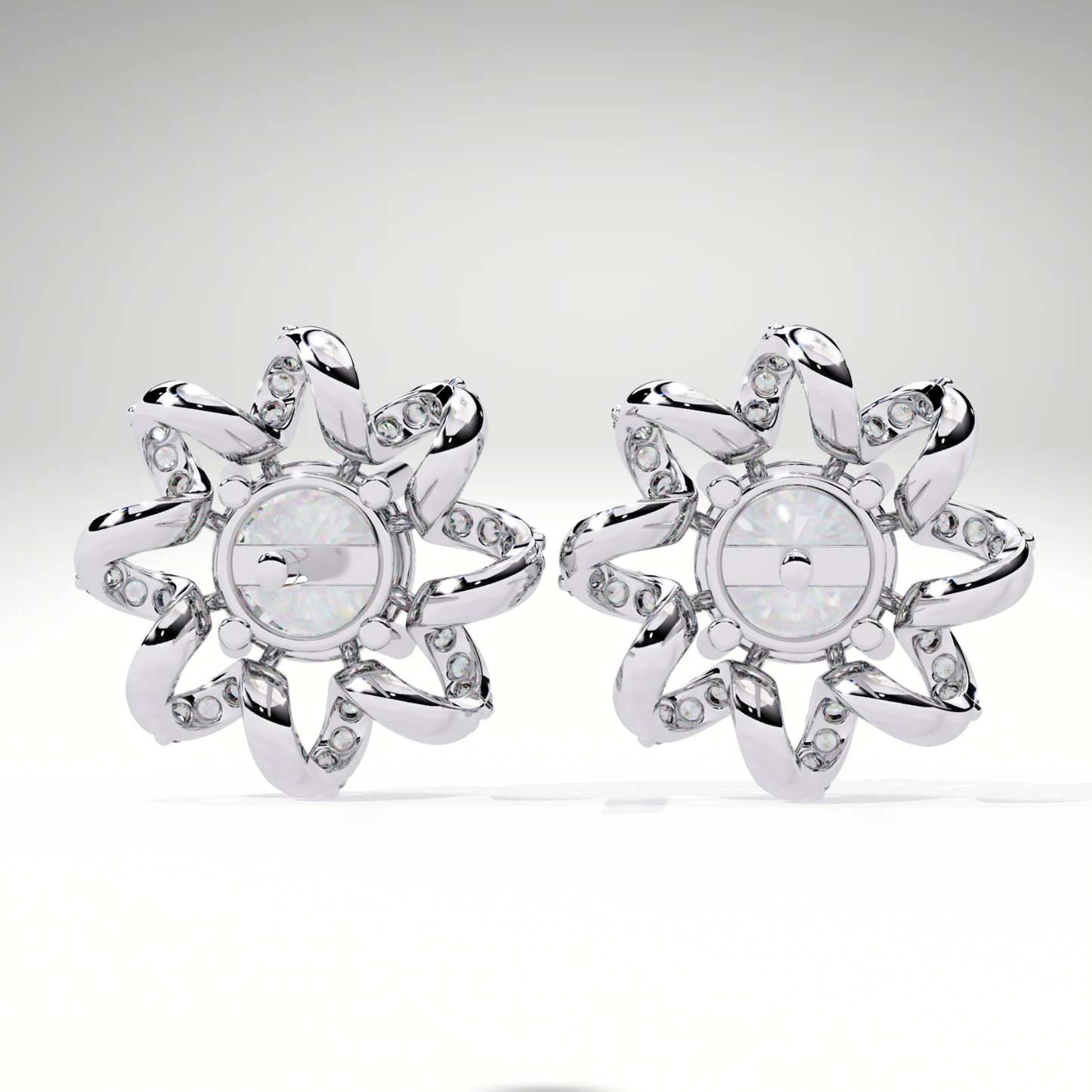 Starburst Floral Diamond Earrings in 9K-14K-18K Solid Gold | Stellar Bloom Bridal Gift for Her