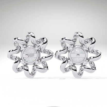 Starburst Floral Diamond Earrings in 9K-14K-18K Solid Gold | Stellar Bloom Bridal Gift for Her