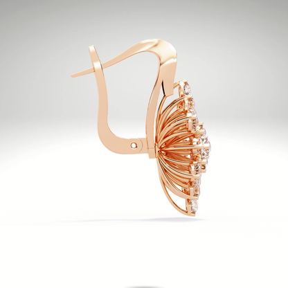Golden Snowflake Diamond Hoop Earrings | Starburst Dangles in 9K-14K-18K Solid Gold