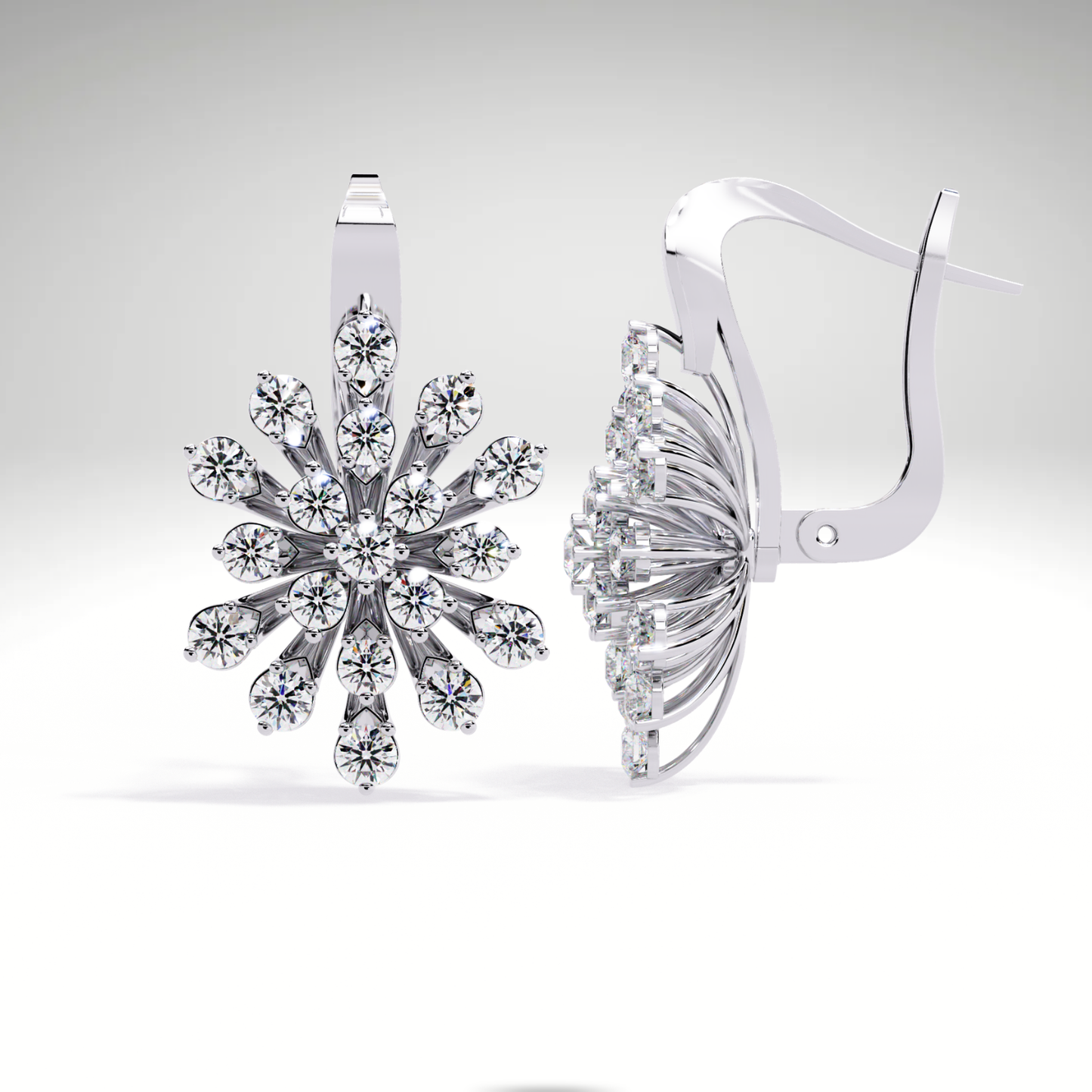 Golden Snowflake Diamond Hoop Earrings | Starburst Dangles in 9K-14K-18K Solid Gold