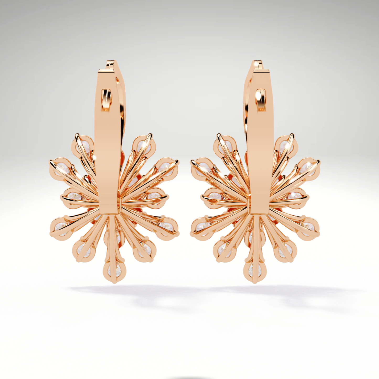 Golden Snowflake Diamond Hoop Earrings | Starburst Dangles in 9K-14K-18K Solid Gold