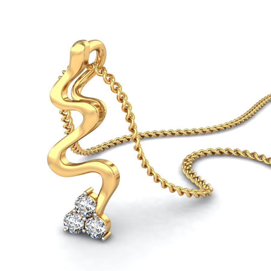 Avarta Jewellery Wavy Pendant With Lab Grown Diamond Main image