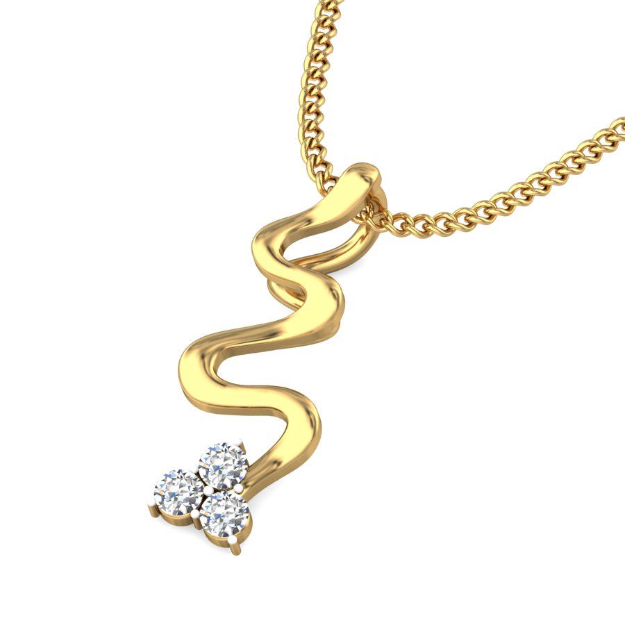 Avarta Jewellery Wavy Pendant With Lab Grown Diamond