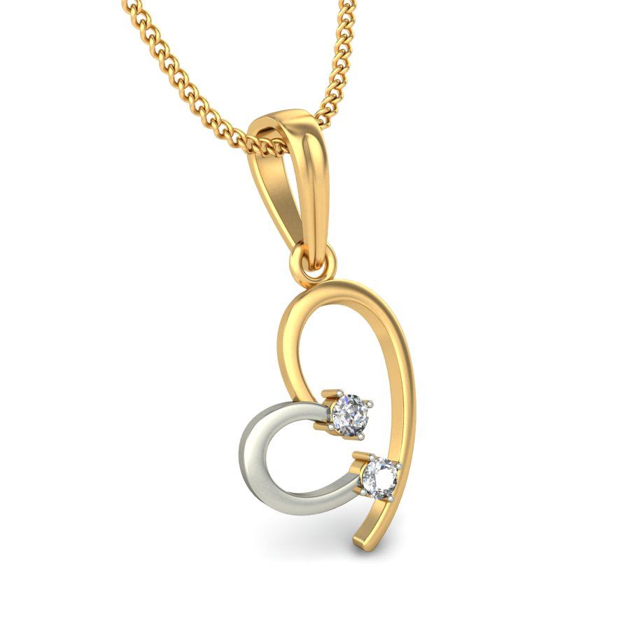 Avarta Jewellery Dual Tone Heart Pendant With Lab Grown Diamond Main image