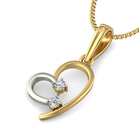 Avarta Jewellery Dual Tone Heart Pendant With Lab Grown Diamond