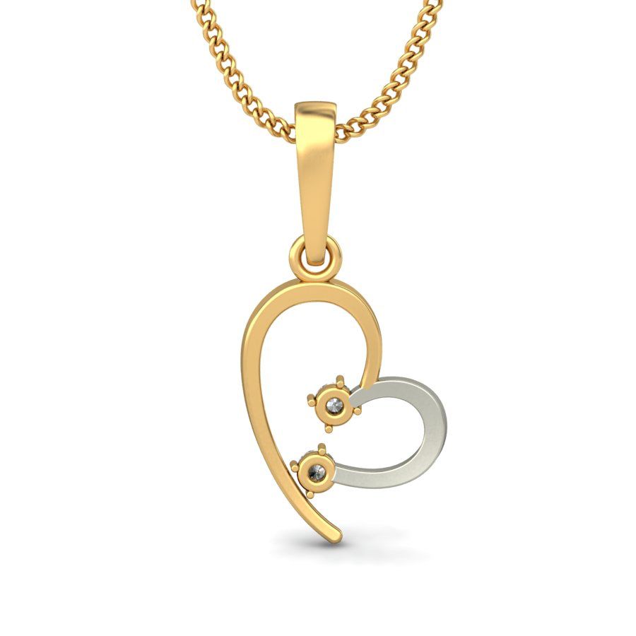 Avarta Jewellery Dual Tone Heart Pendant With Lab Grown Diamond
