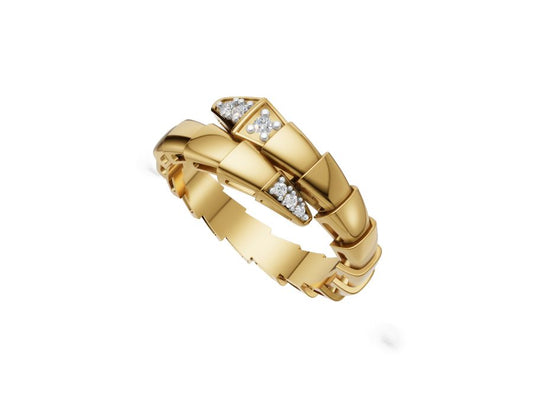 Serpenti Diamond Ring 9K/14K/18K Gold Flexible Snake Ring in Lab Grown Diamond Luxury Band