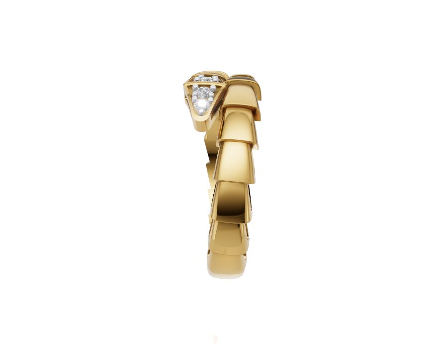 Serpenti Diamond Ring 9K/14K/18K Gold Flexible Snake Ring in Lab Grown Diamond Luxury Band