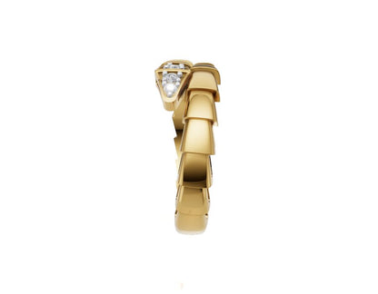Serpenti Diamond Ring 9K/14K/18K Gold Flexible Snake Ring in Lab Grown Diamond Luxury Band