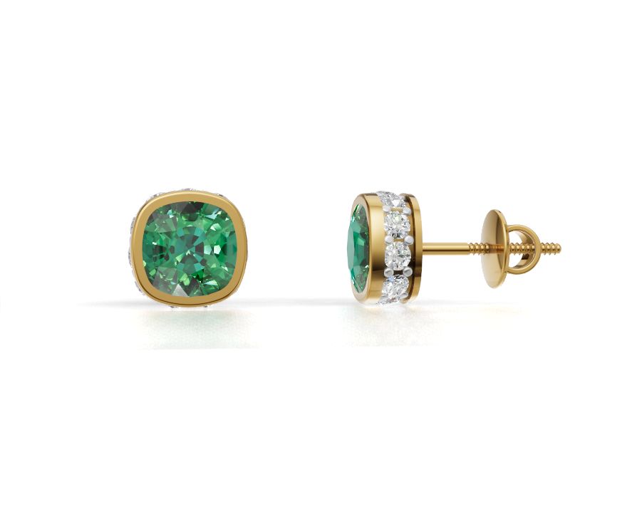 Warning: May Cause Sudden Glow-Ups & Uncontrollable Compliments | Lab Grown Emerald Yellow Gold Stud Earrings (9K/14K/18K) by Avarta Jewellery