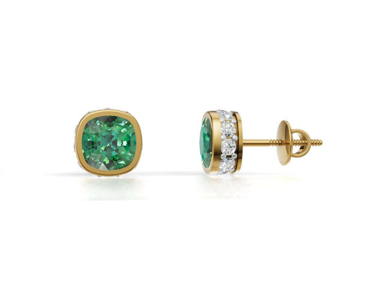 Warning: May Cause Sudden Glow-Ups & Uncontrollable Compliments | Lab Grown Emerald Yellow Gold Stud Earrings (9K/14K/18K) by Avarta Jewellery