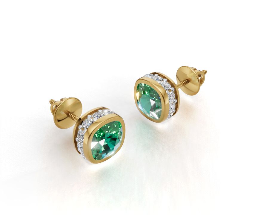 Warning: May Cause Sudden Glow-Ups & Uncontrollable Compliments | Lab Grown Emerald Yellow Gold Stud Earrings (9K/14K/18K) by Avarta Jewellery