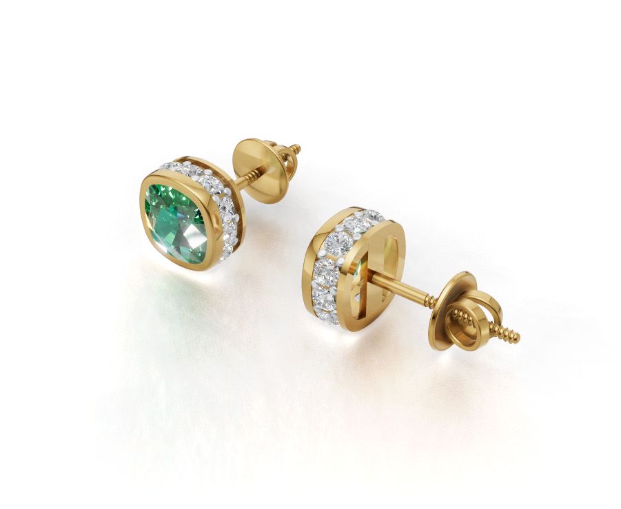 Warning: May Cause Sudden Glow-Ups & Uncontrollable Compliments | Lab Grown Emerald Yellow Gold Stud Earrings (9K/14K/18K) by Avarta Jewellery