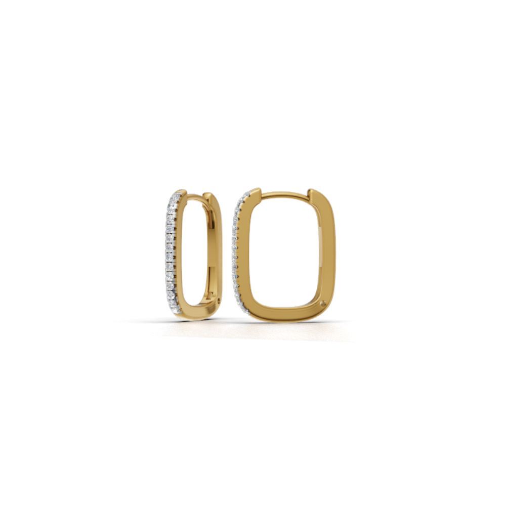 9K-14K-18K Gold Lab Grown Diamond Hoop Earrings | Sparkling Huggie