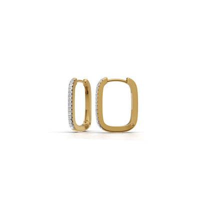 9K-14K-18K Gold Lab Grown Diamond Hoop Earrings | Sparkling Huggie