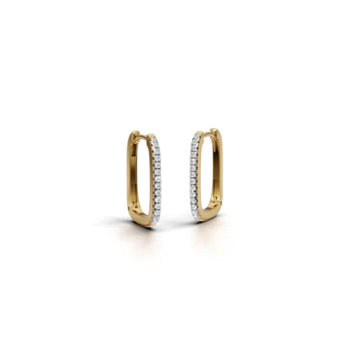 925 Sterling Gold Over Silver CZ Diamond Hoop Earrings | Sparkling Huggie