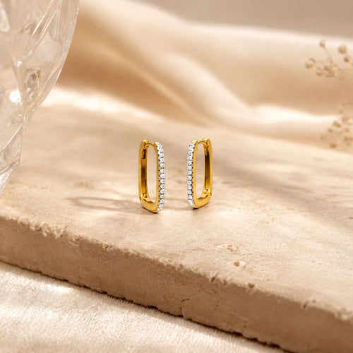 9K-14K-18K Gold Lab Grown Diamond Hoop Earrings | Sparkling Huggie