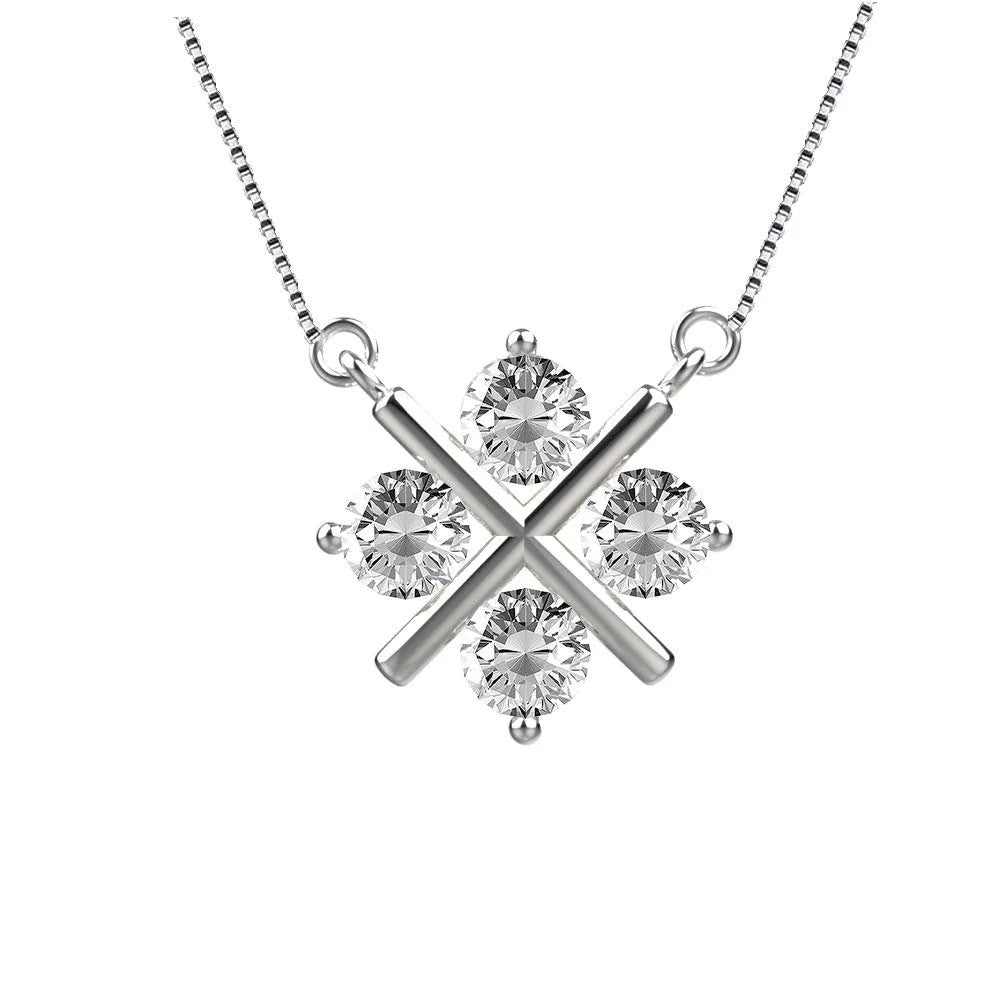 Sterling Silver 1 Carat XO Pendant With Lab Diamonds