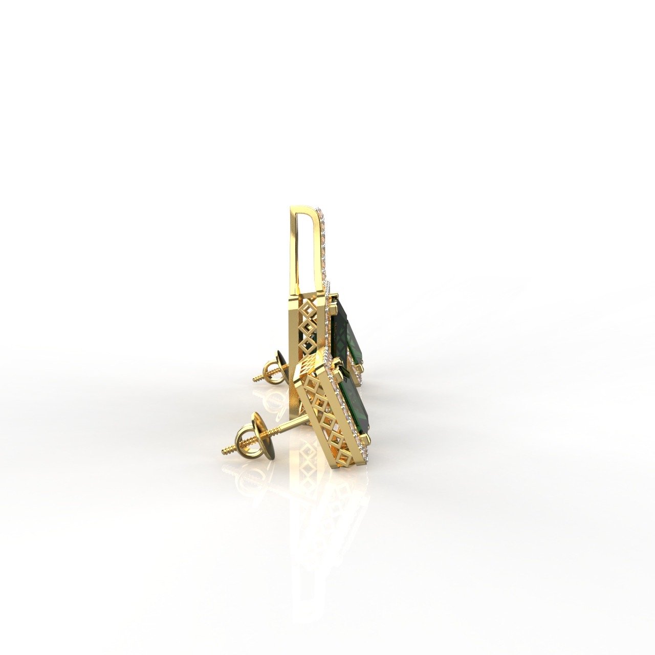 Avarta 18K Gold Moissanite Emerald Pendant Set