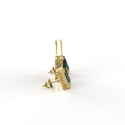 Avarta 18K Gold Moissanite Emerald Pendant Set