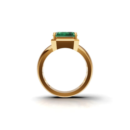 7 Carat Lab Grown Emerald Gold Ring in 14K / 18K Statement Luxury Emerald Cocktail Ring