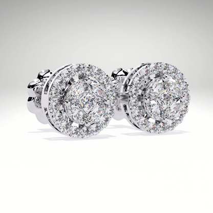 9K-14K-18K Gold Round Halo Stud Earrings | Lab Grown Diamond Halo Studs | Classic Earrings for Women