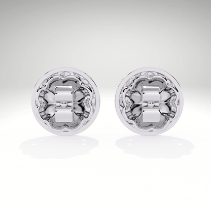 9K-14K-18K Gold Round Halo Stud Earrings | Lab Grown Diamond Halo Studs | Classic Earrings for Women