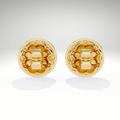 9K-14K-18K Gold Round Halo Stud Earrings | Lab Grown Diamond Halo Studs | Classic Earrings for Women