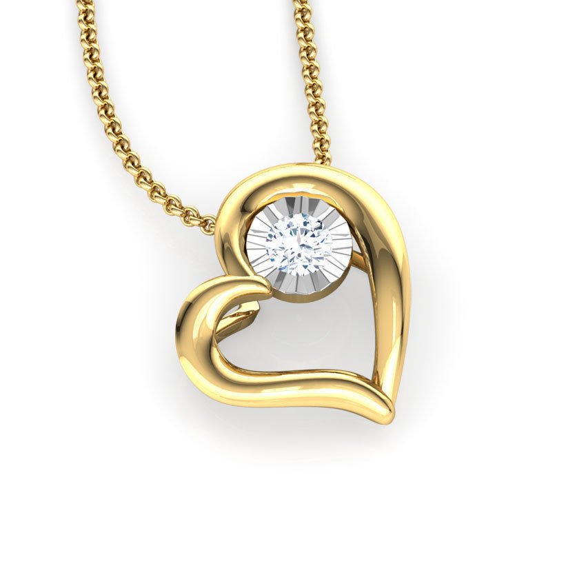 Avarta Jewellery 18k Gold Certified Diamond Miracle Heart Pendant For Girls & Women