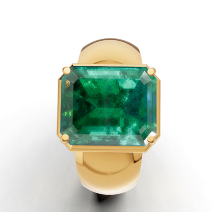 7 Carat Lab Grown Emerald Gold Ring in 14K / 18K Statement Luxury Emerald Cocktail Ring