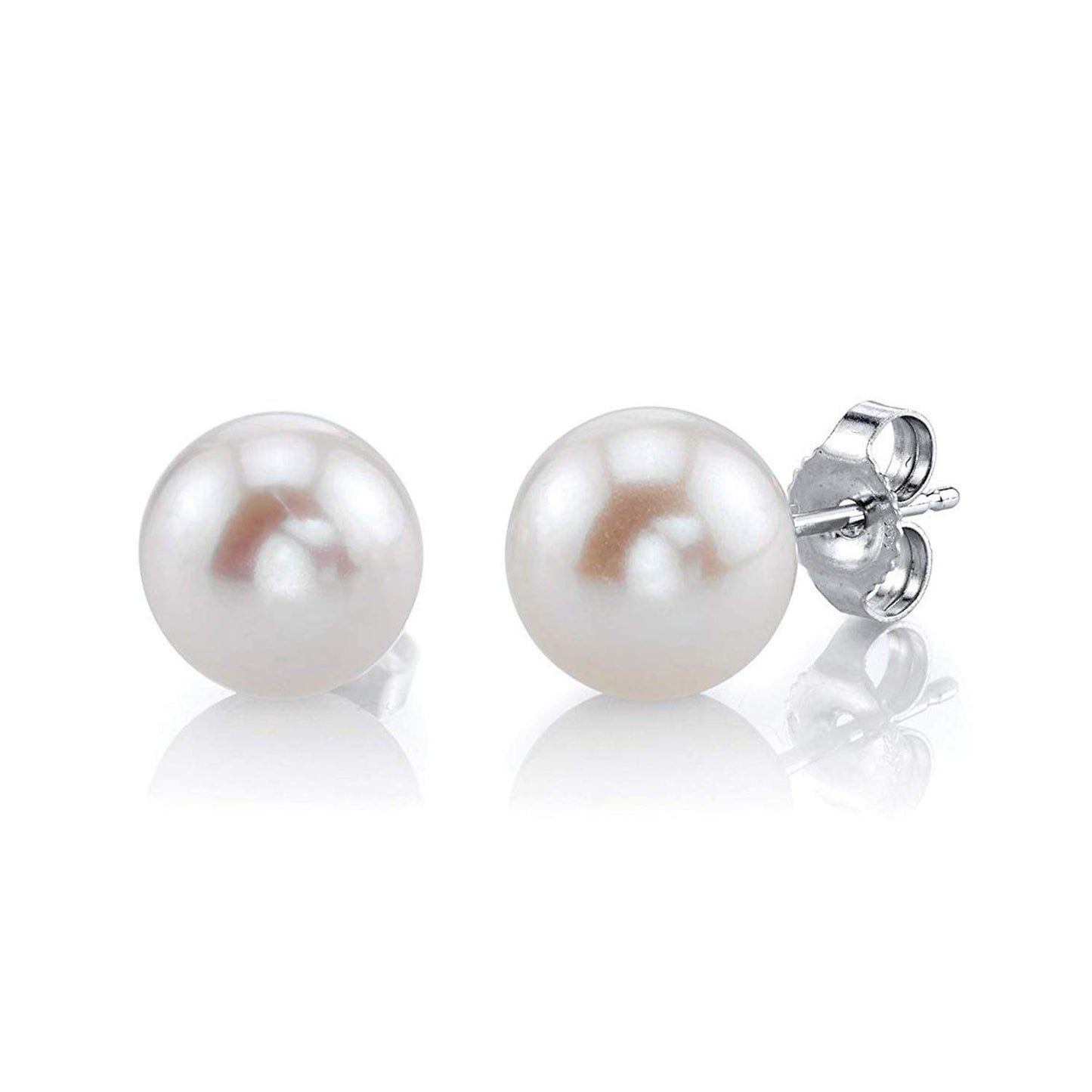 Avarta Sterling Silver Synthetic Pearl Stud Earrings For Girls &amp; Women