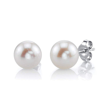 Avarta Sterling Silver Synthetic Pearl Stud Earrings For Girls &amp; Women