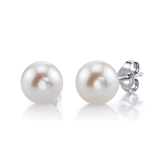 Avarta Sterling Silver Synthetic Pearl Stud Earrings For Girls &amp; Women