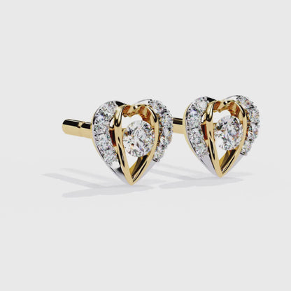 Heart Stud Earrings | 9K-14K-18K Solid Gold Romantic Lab Grown Diamonds Earrings for Valentine's Day Gift