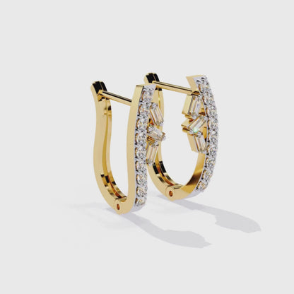 Two Tone Diamond Orbit Hoop Earrings | Luxe Earrings in 9K-14K-18K Gold