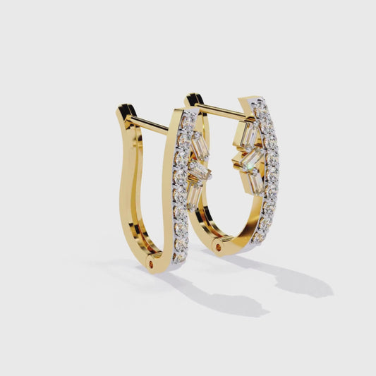 Two Tone Diamond Orbit Hoop Earrings | Luxe Earrings in 9K-14K-18K Gold