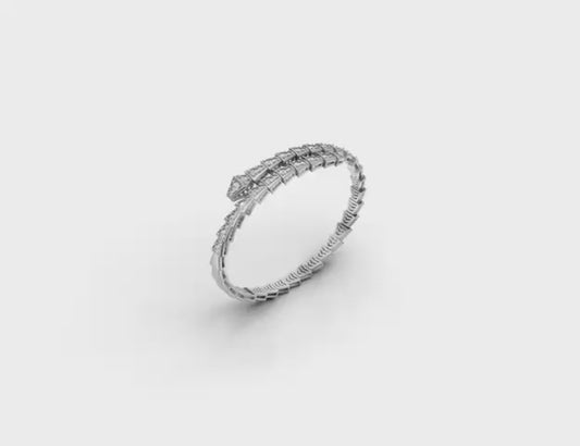 Serpenti Lab Grown & Moissanite Diamond Bracelet Sterling Silver Flexible Snake Bangle Luxury Diamond Bracelet Fine Jewelry Gift for Her
