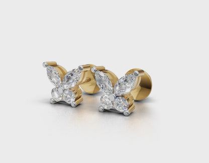Avarta Gold Mystic Butterfly Stud Earrings