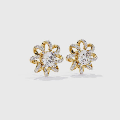 9K-14K-18K Gold Knot Stud Earrings | Pavé Love Knot Studs | Handmade Earrings for Ladies & Teens