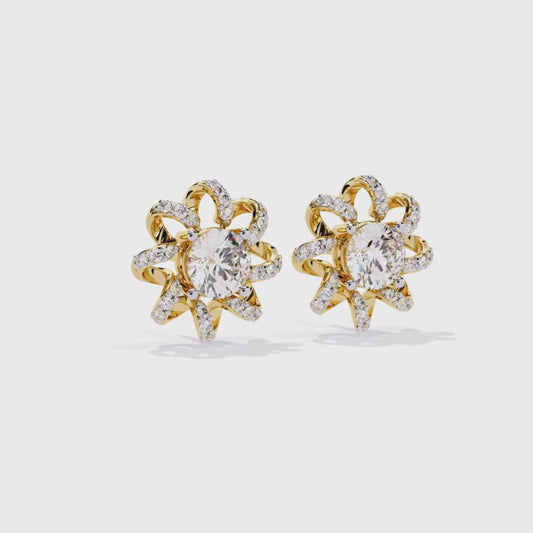 9K-14K-18K Gold Knot Stud Earrings | Pavé Love Knot Studs | Handmade Earrings for Ladies & Teens