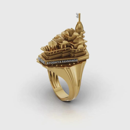 Ayodhya Ram Mandir Inspired Temple Ring, Spiritual Heritage Statement Ring, Gold Plated Devotional Ring, Unique Gift for Hindu Men and Women