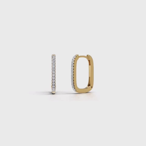 925 Sterling Gold Over Silver CZ Diamond Hoop Earrings | Sparkling Huggie